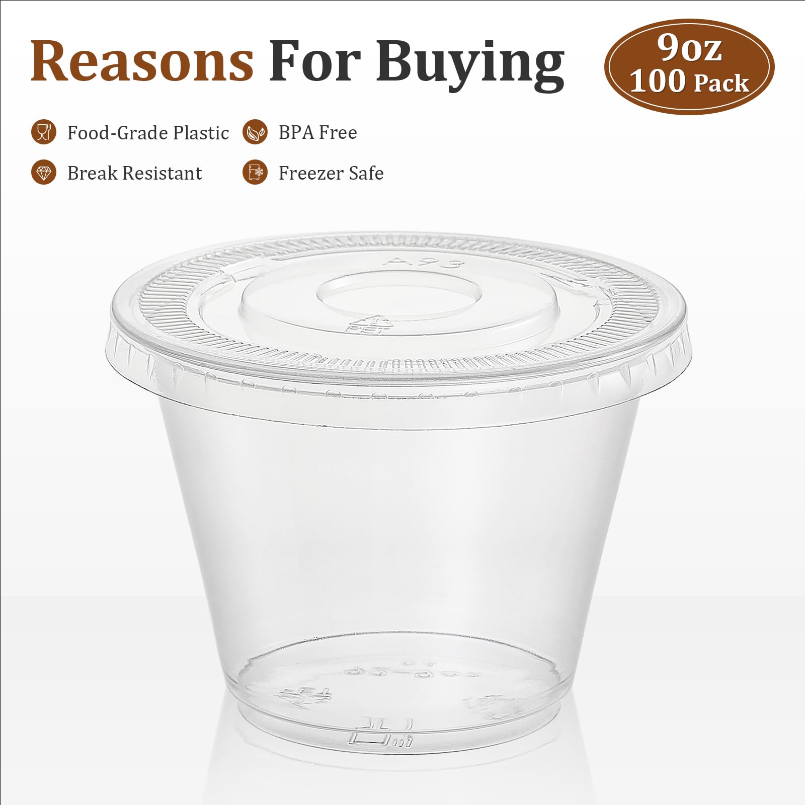 Foto 3 pulgar | Vasos De Plástico Aozita De 9 Oz (100 Juegos) Con Tapas Planas Para Bebidas Frías - Venta Internacional.