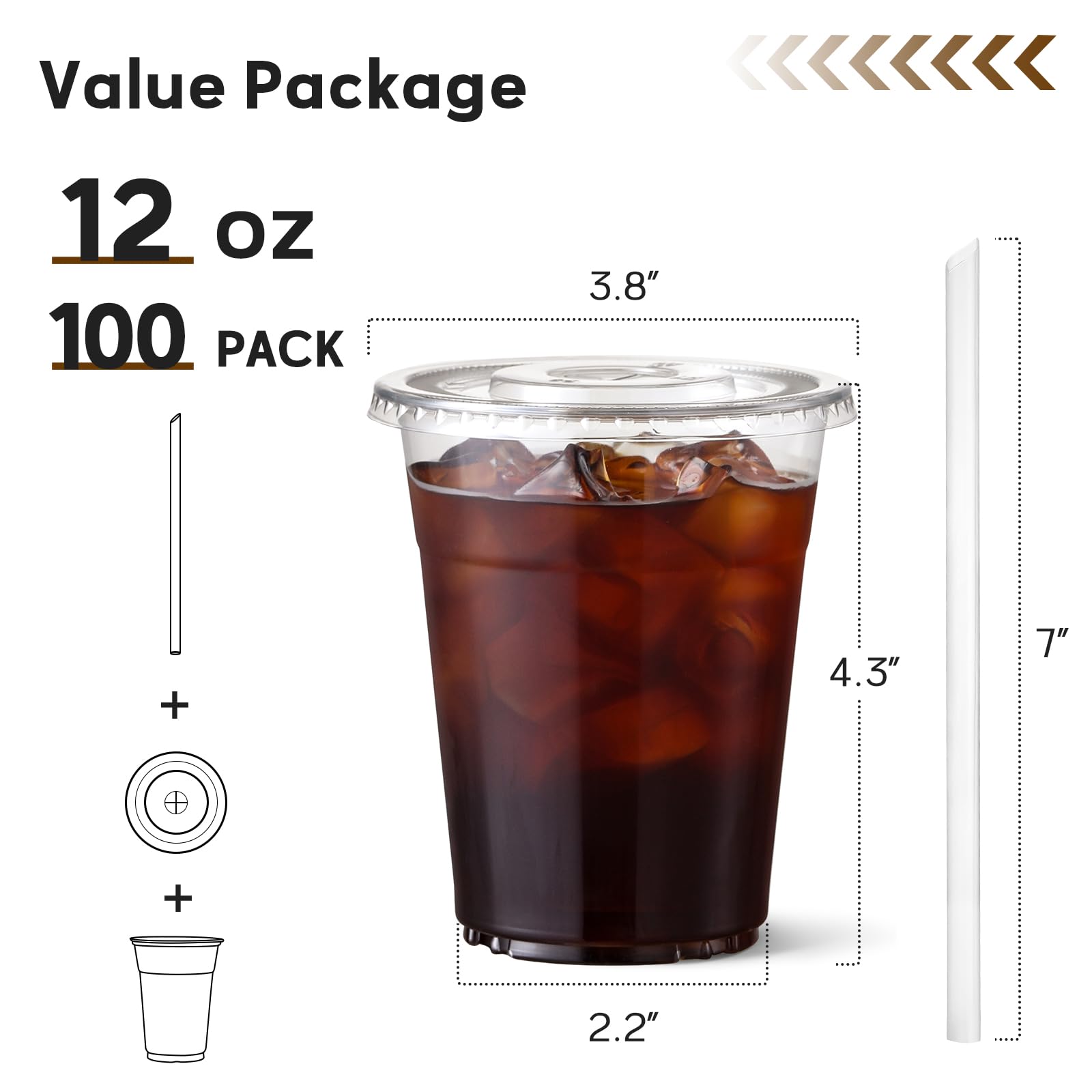 Foto 3 pulgar | Vasos De Plástico Aozita De 12 Onzas Con Tapas Y Pajitas  Paquete De 100 - Venta Internacional.
