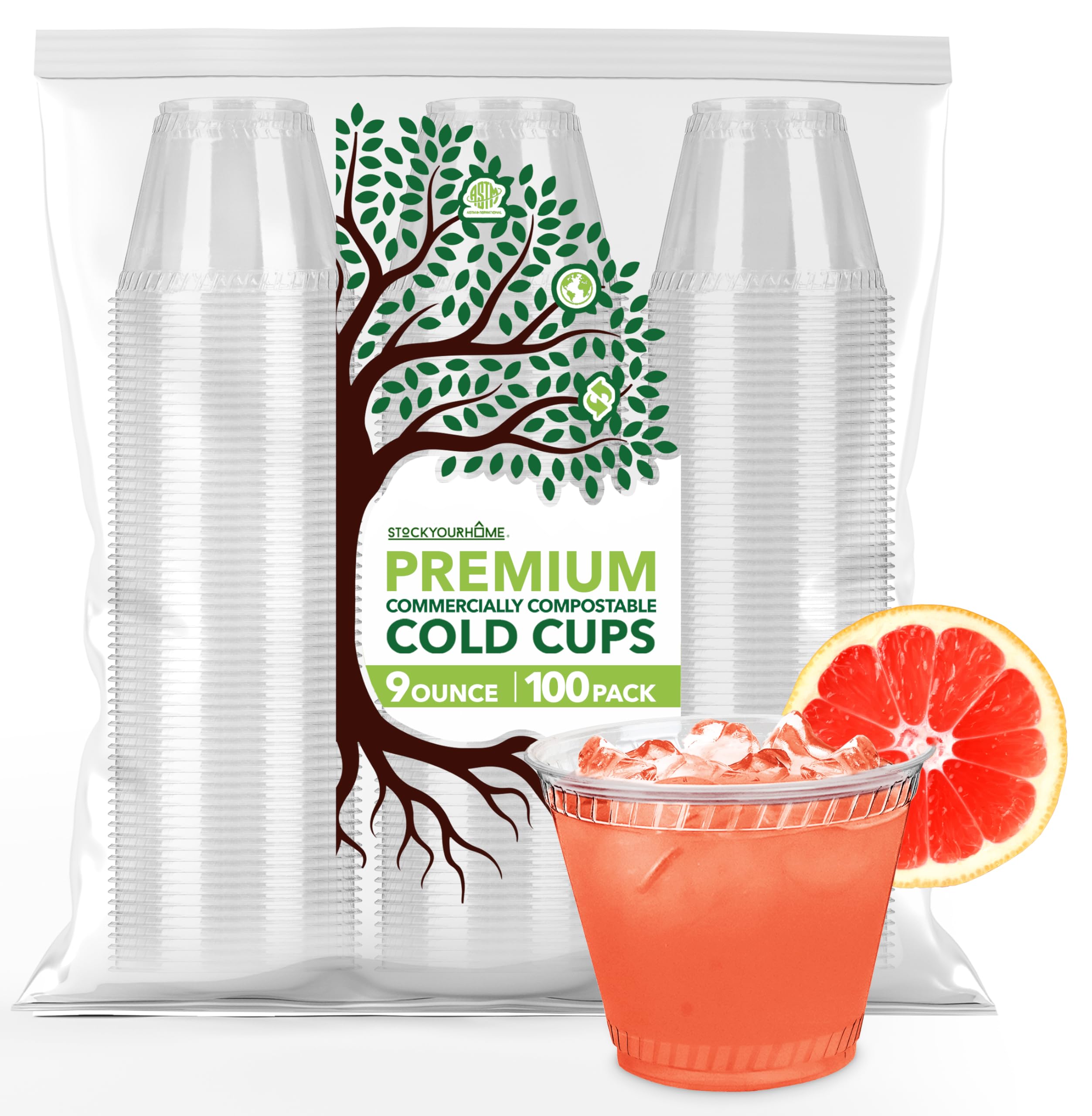 Foto 2 pulgar | Vasos Para Bebidas Frías Stock Your Home  9 Oz (266 Ml)  Compostables (paquete De 100) - Venta Internacional.