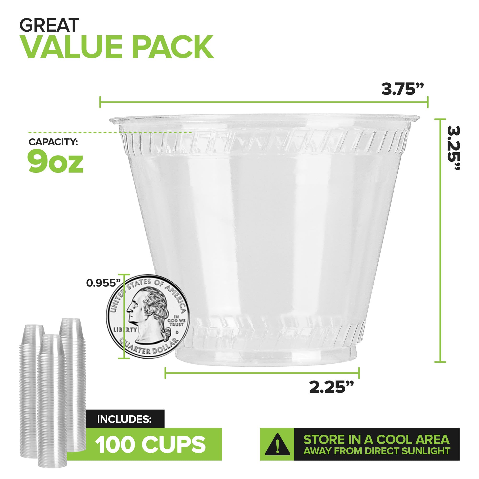 Foto 3 pulgar | Vasos Para Bebidas Frías Stock Your Home  9 Oz (266 Ml)  Compostables (paquete De 100) - Venta Internacional.
