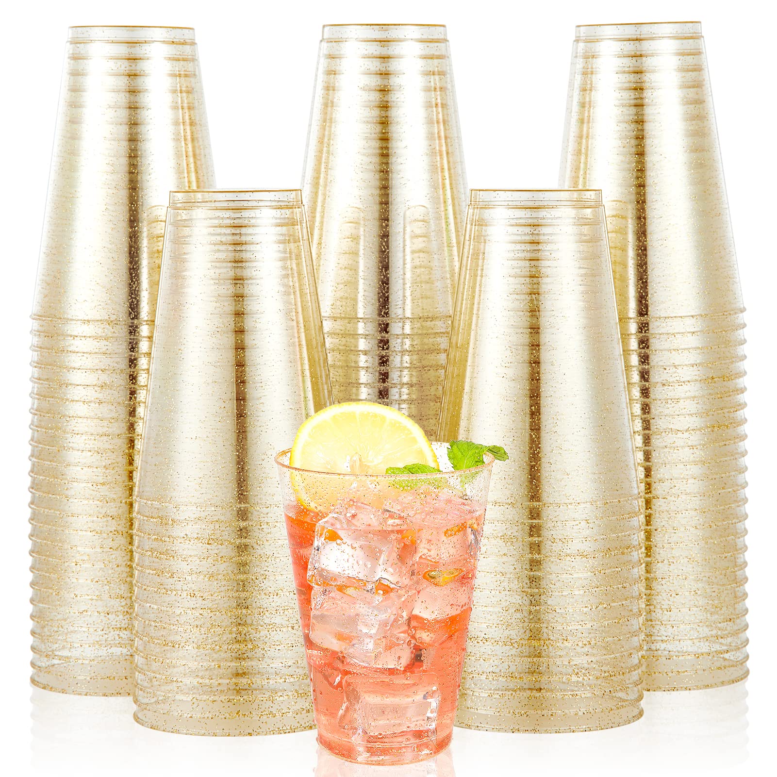 Foto 1 | Vasos De Plástico Jolly Chef  14 Onzas  Purpurina Dorada  Paquete De 100 - Venta Internacional.