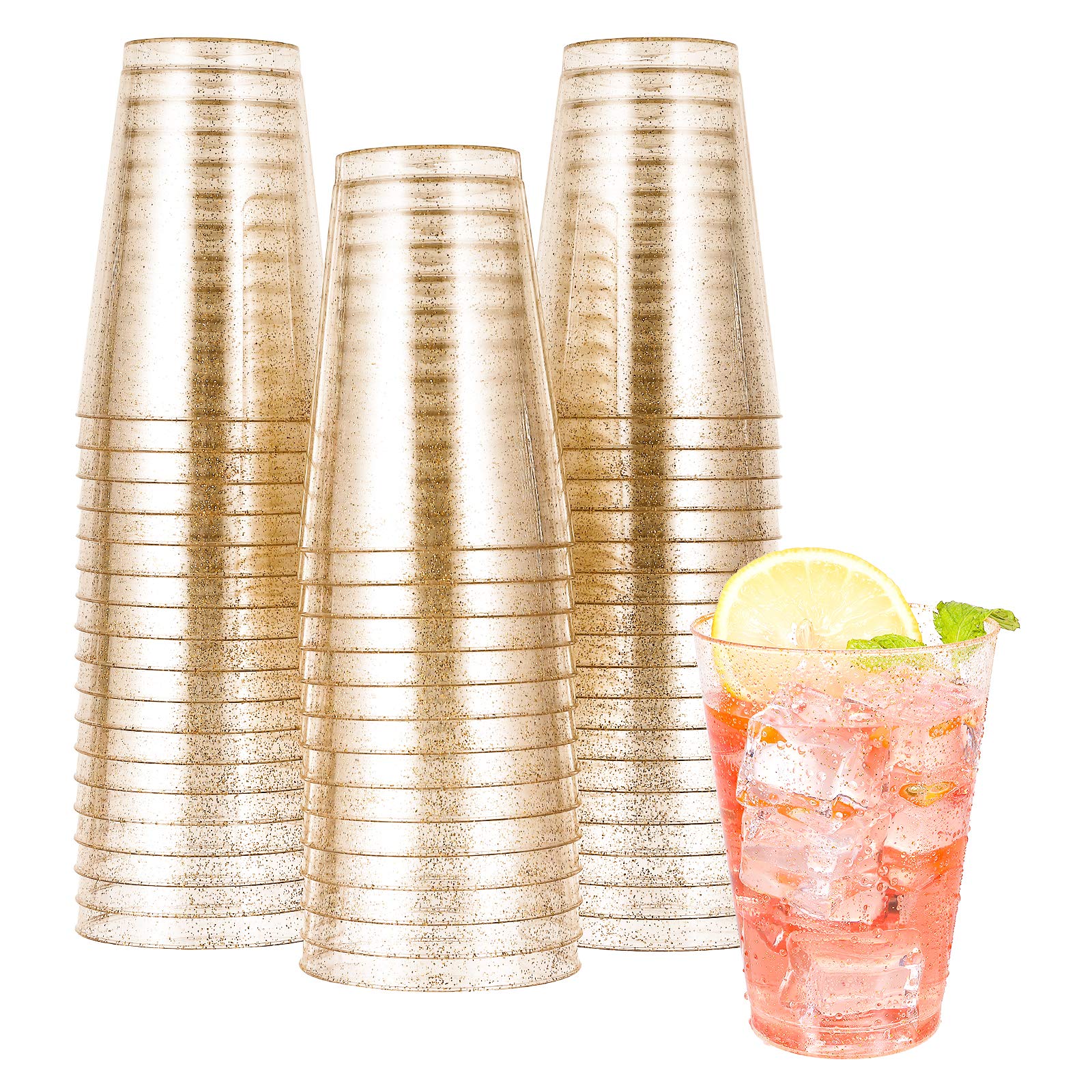 Foto 2 pulgar | Vasos De Plástico Jolly Chef  400 Ml  50 Unidades  Vasos Dorados Con Purpurina - Venta Internacional.