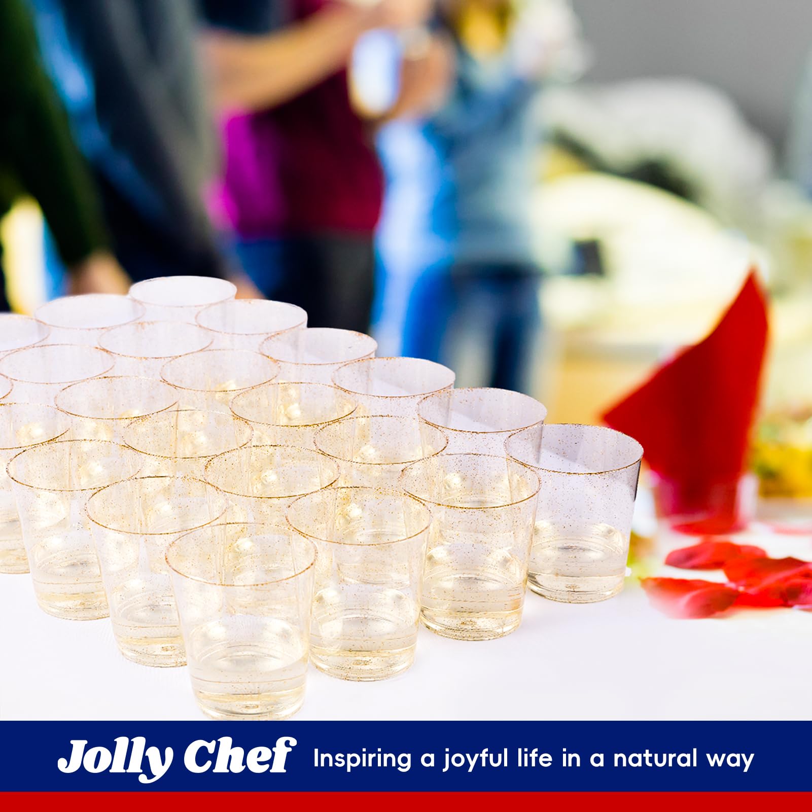 Foto 7 pulgar | Vasos De Plástico Jolly Chef  400 Ml  50 Unidades  Vasos Dorados Con Purpurina - Venta Internacional.