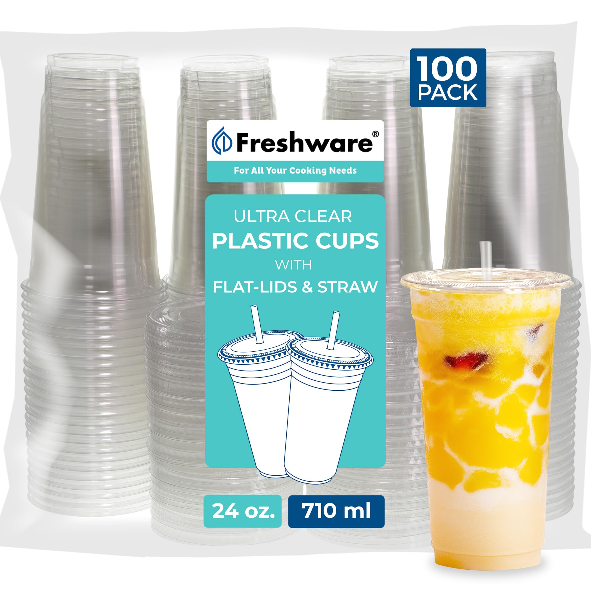 Foto 2 pulgar | Vasos Desechables Freshware De Plástico Transparente De 710 Ml [100 Vasos] - Venta Internacional.