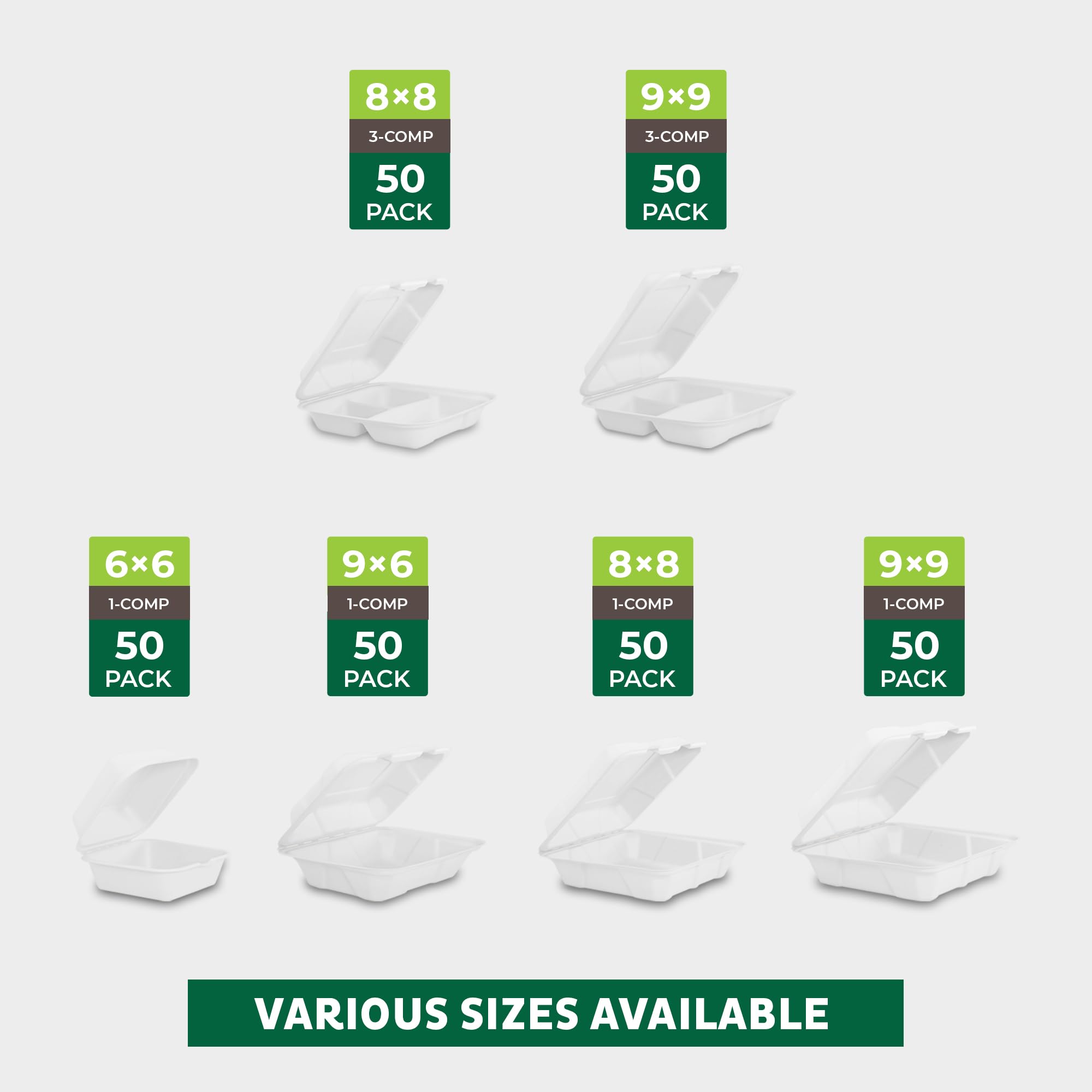 Foto 5 pulgar | Recipientes Compostables Para Alimentos Freshware  8 X 8  3 Compartimentos  Paquete De 50 - Venta Internacional.