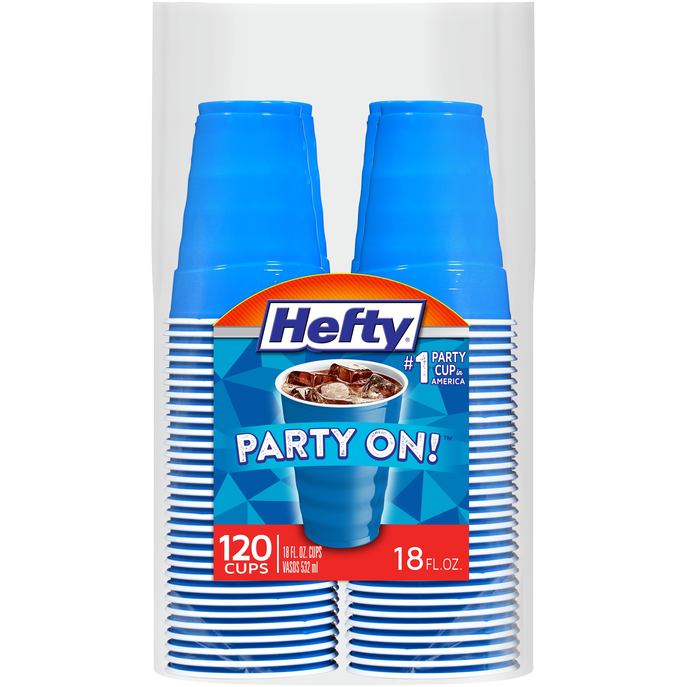 Foto 2 pulgar | Vasos Desechables De Plástico Hefty Party On  18 Oz  Azul Marino  120 Unidades - Venta Internacional.