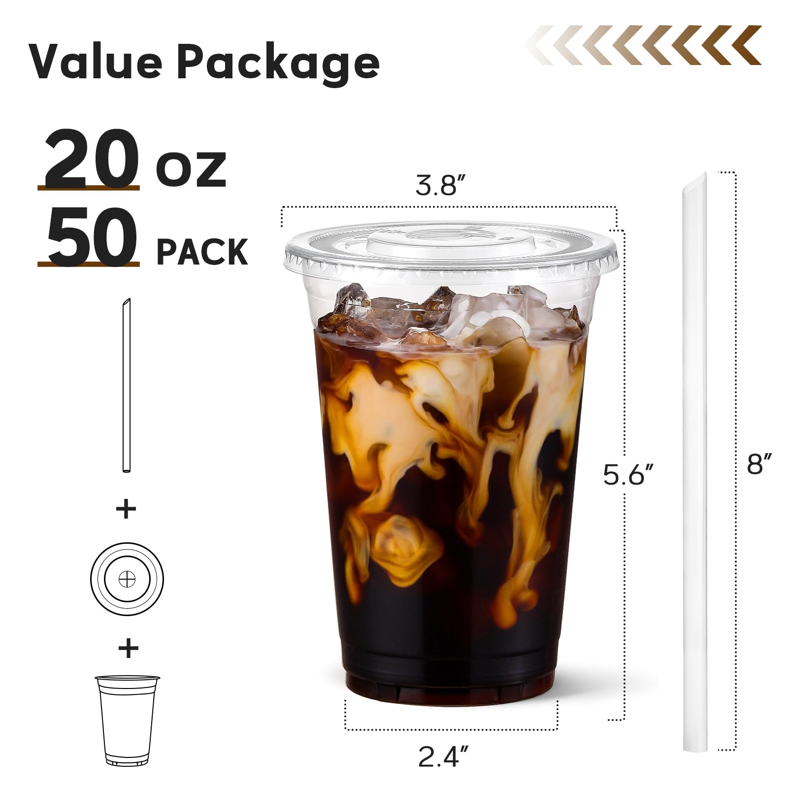 Foto 3 pulgar | Vasos De Plástico Aozita 600 Ml Con Tapas Y Pajitas  Paquete De 50 - Venta Internacional.