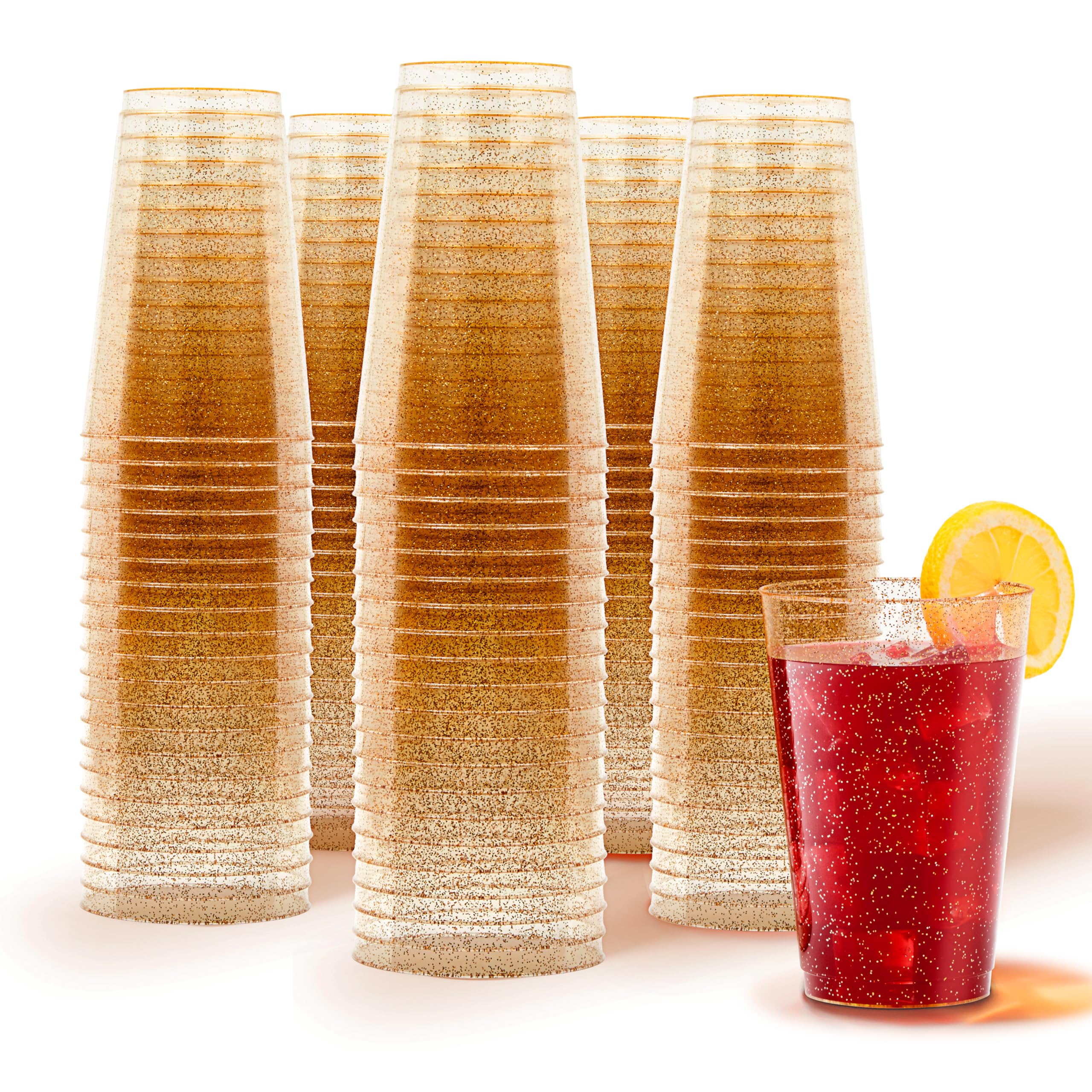 Foto 2 pulgar | Vasos De Plástico Stock Your Home Gold Glitter  400 Ml (paquete De 100) - Venta Internacional.