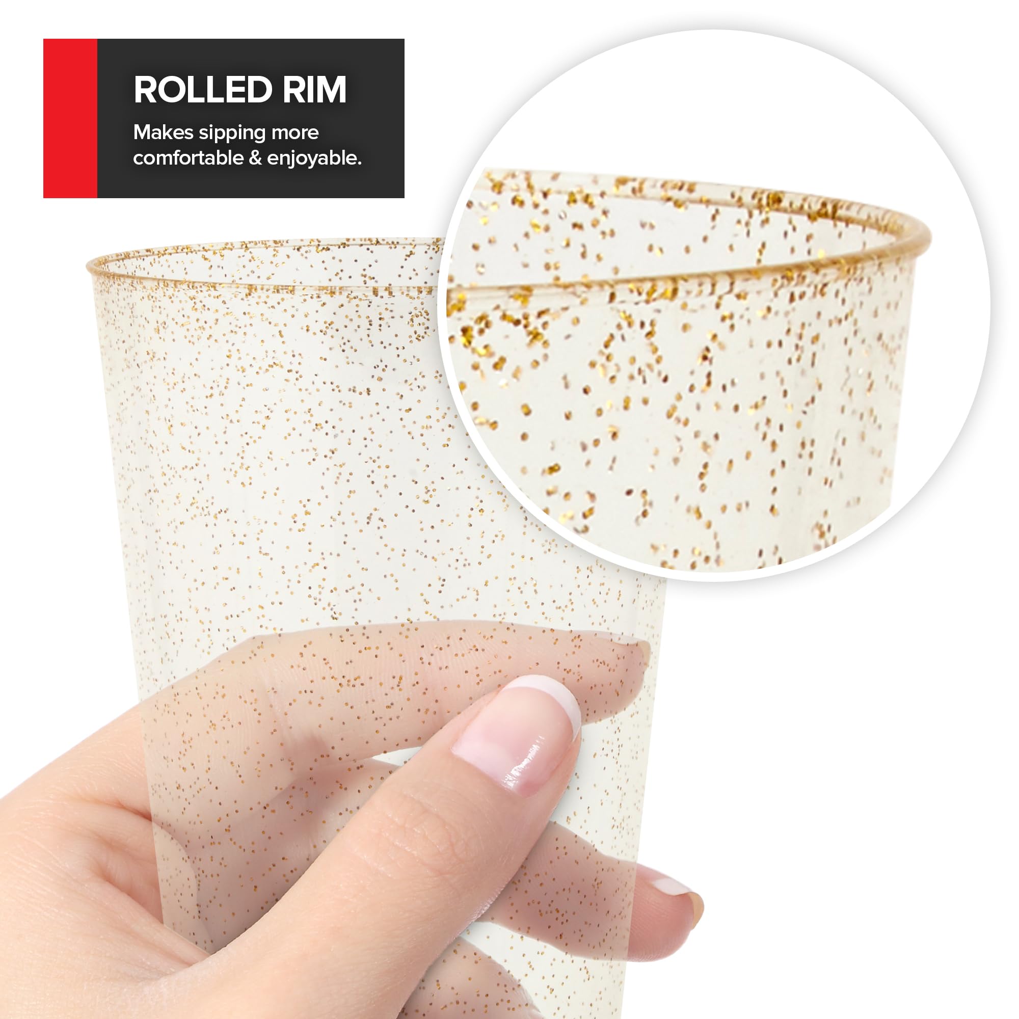Foto 6 pulgar | Vasos De Plástico Stock Your Home Gold Glitter  400 Ml (paquete De 100) - Venta Internacional.