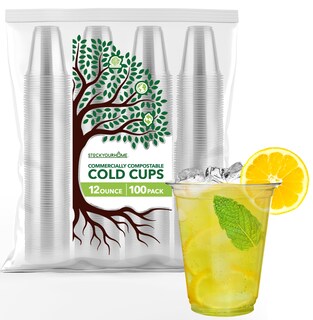 Foto 1 | Vasos Para Bebidas Frías Stock Your Home Transparentes 350 Ml (paquete De 100) Compostables - Venta Internacional.