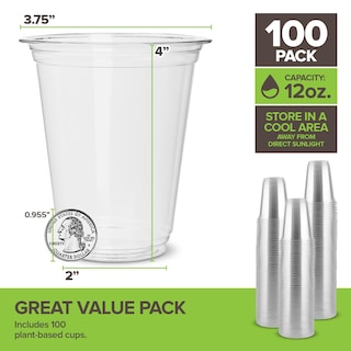 Foto 2 | Vasos Para Bebidas Frías Stock Your Home Transparentes 350 Ml (paquete De 100) Compostables - Venta Internacional.