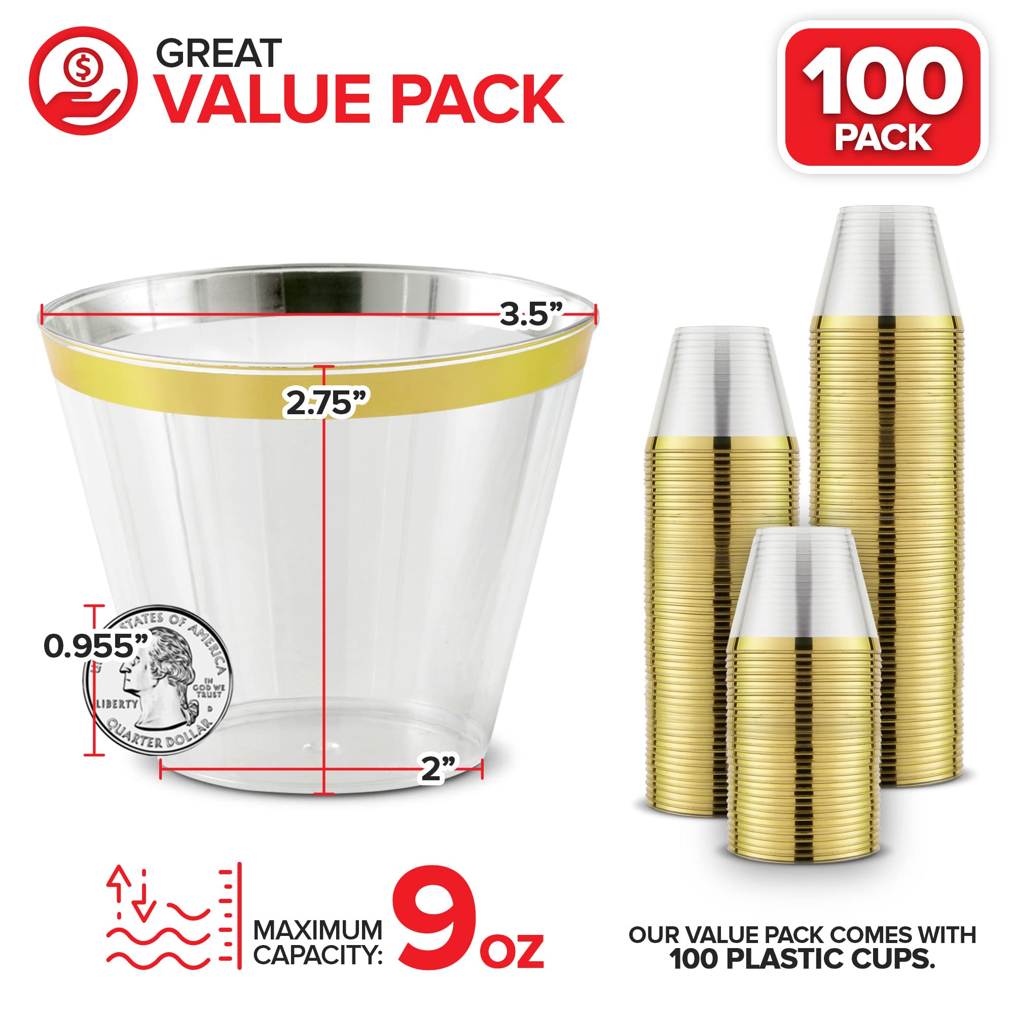 Foto 2 | Vasos De Plástico Desechables Stock Your Home 270 Ml (paquete De 100) - Venta Internacional.