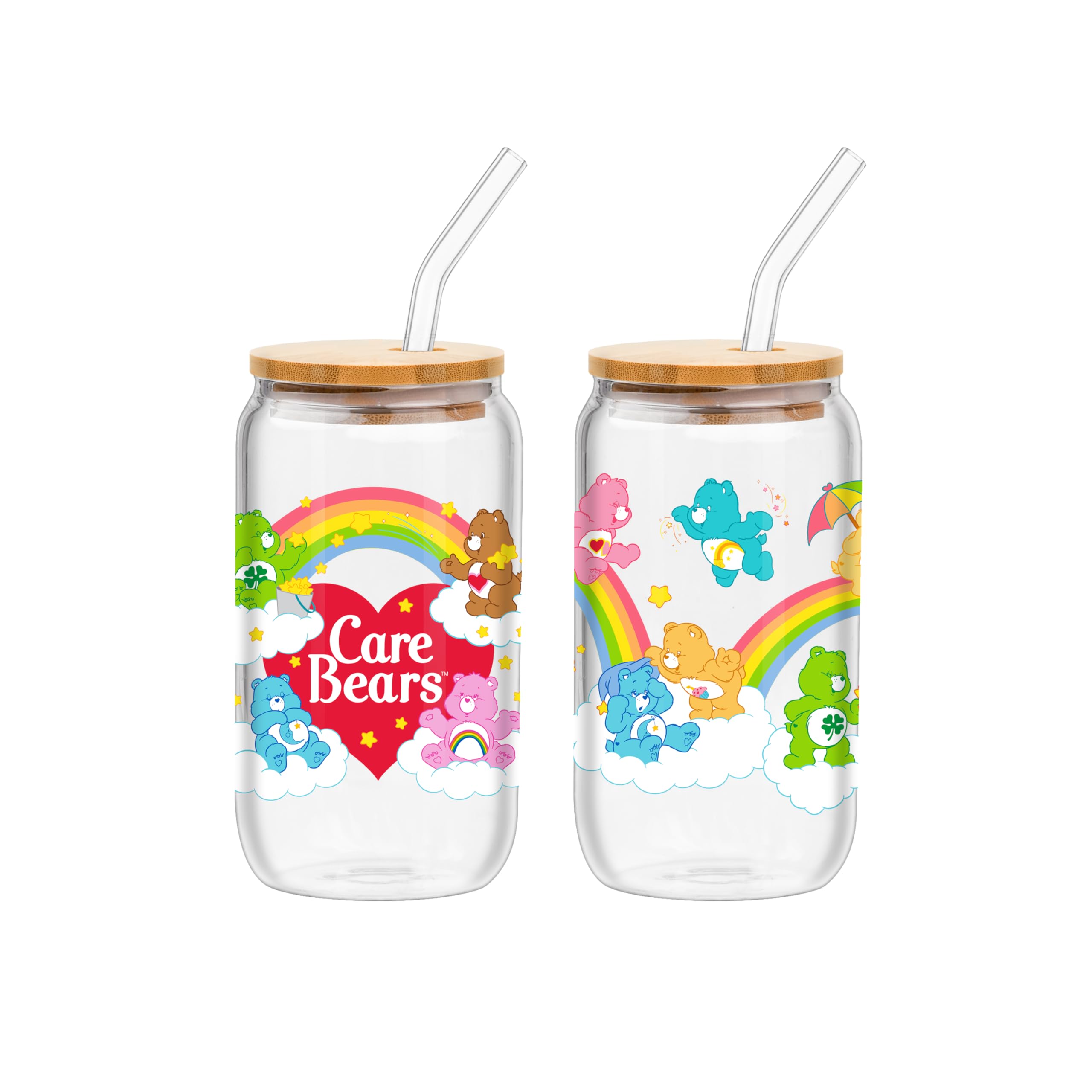 Foto 1 | Vaso Con Tarro De Vidrio Silver Buffalo Care Bears  16 Oz  Paquete De 2 - Venta Internacional.