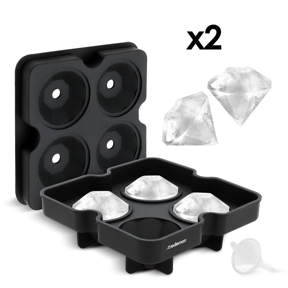 Foto 1 | Molde para Hielos Redlemon 81986 color Negro de Silicón en Forma de Diamante 2 Piezas