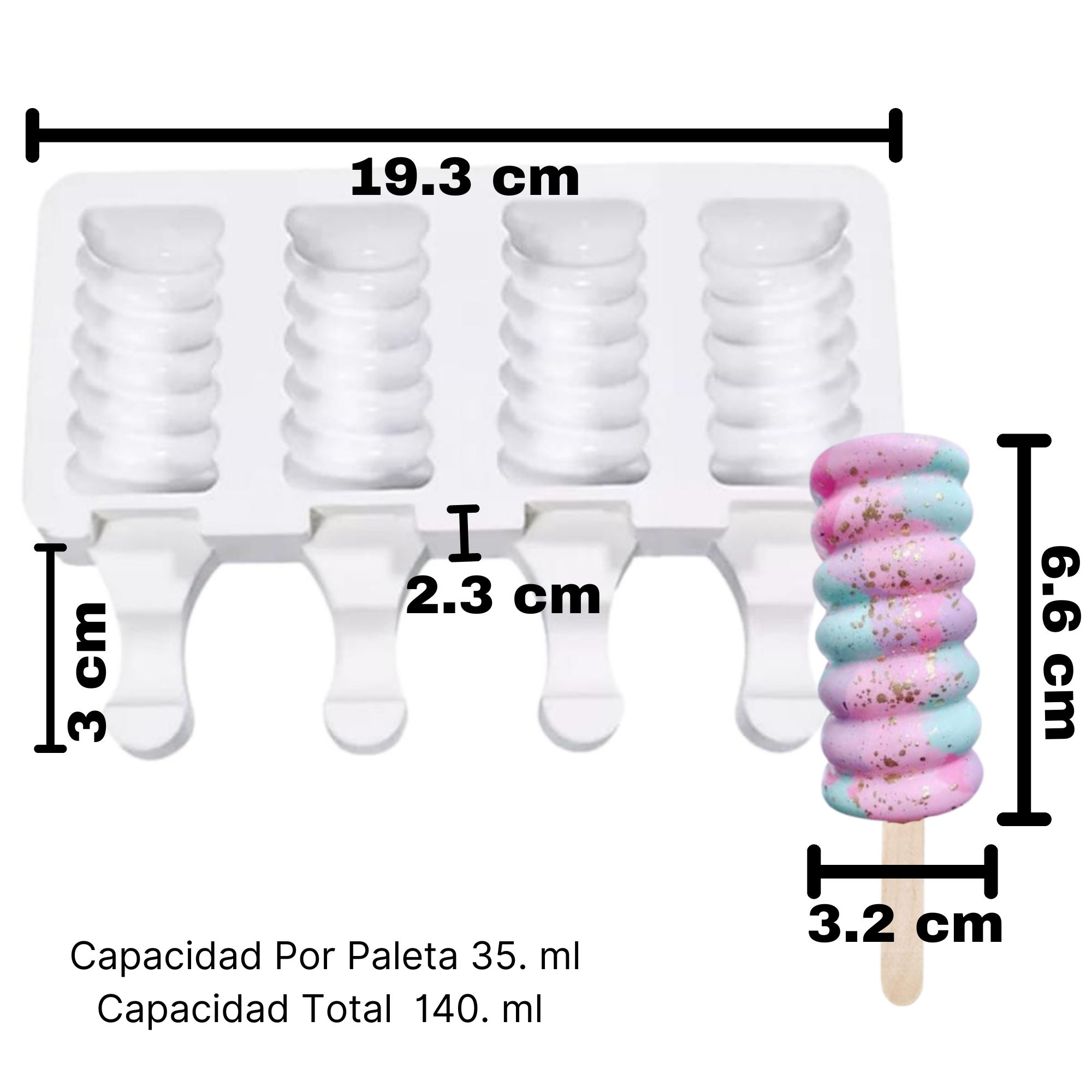 Foto 5 pulgar | Molde para Paleta Ecomlab Espiral color Blanco de Silicona Reutilizable