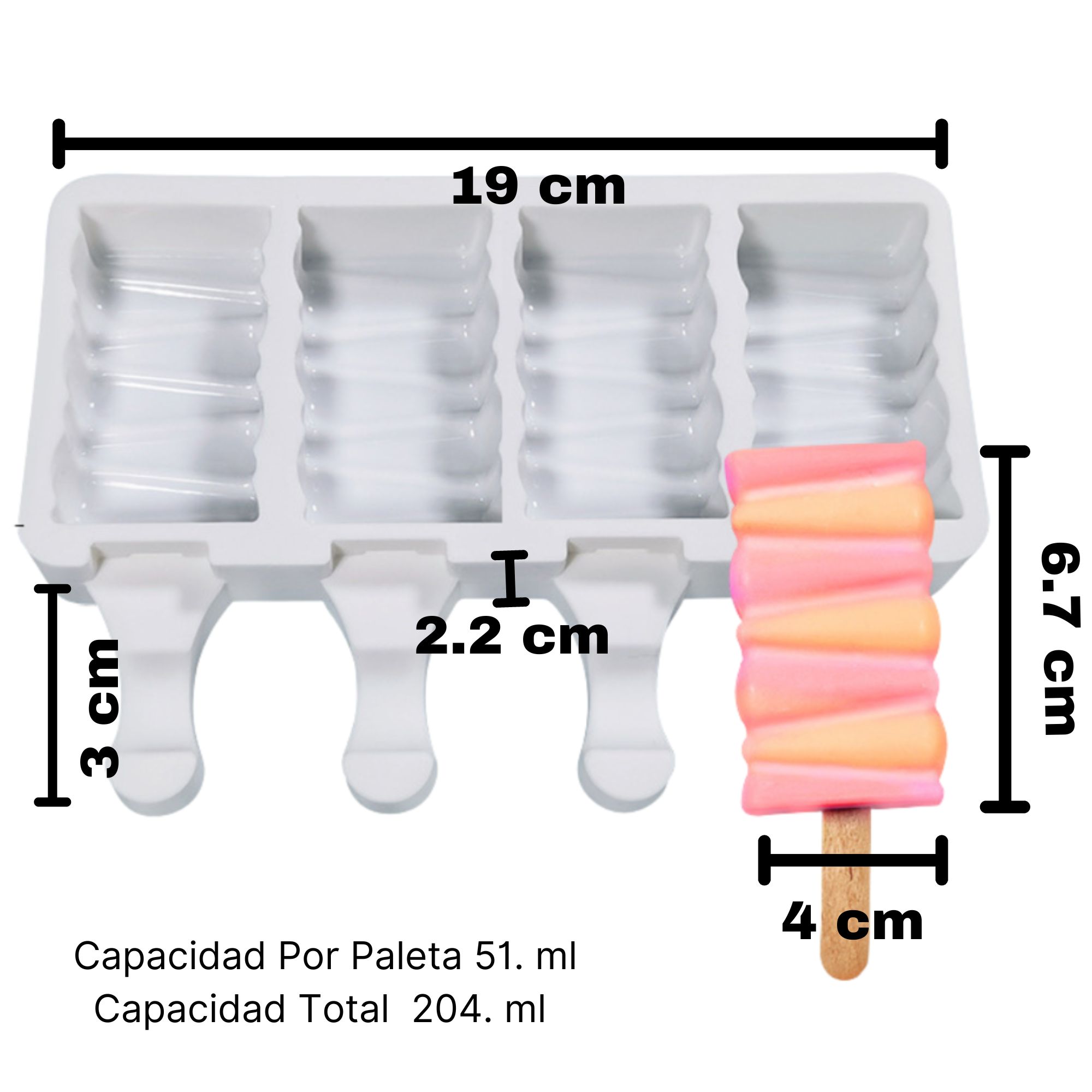 Foto 4 pulgar | Molde para Paleta Ecomlab Zigzag color Blanco de Silicona Reutilizable