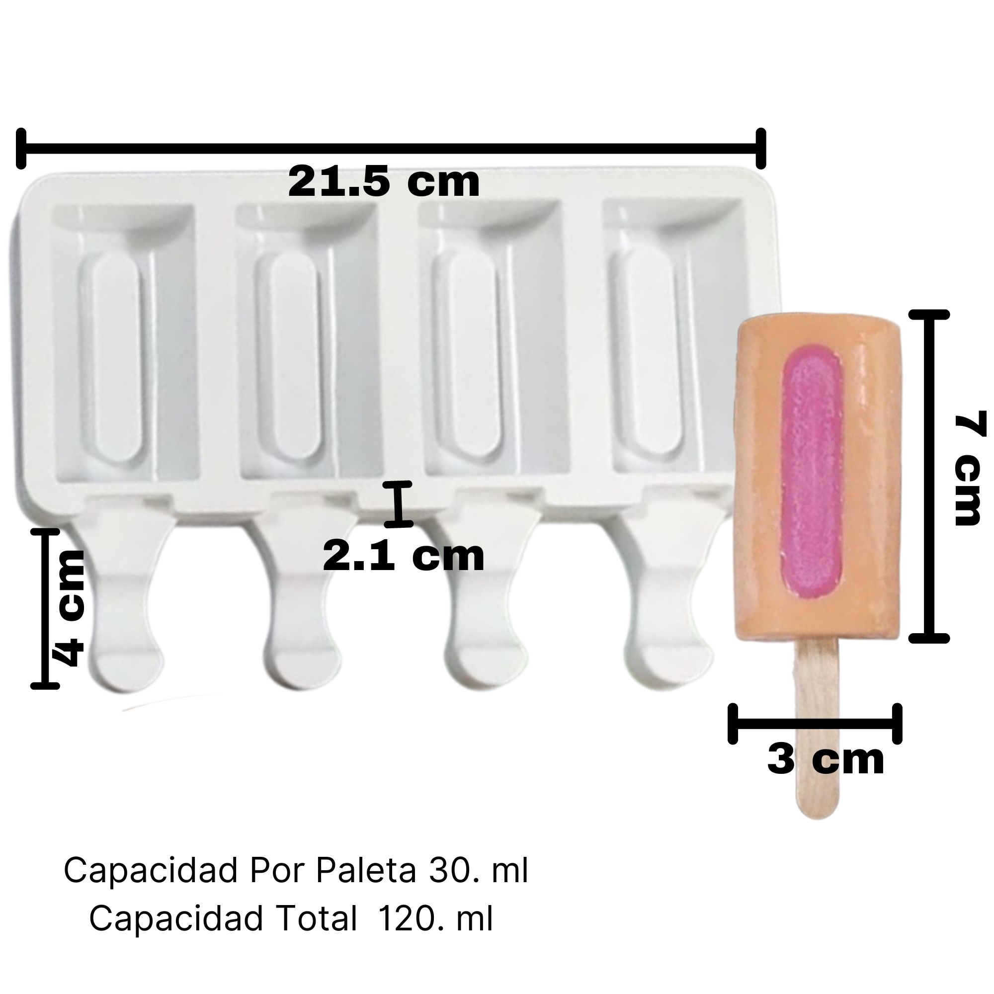 Foto 6 pulgar | Molde para Paleta Ecomlab Cavidad color Blanco de Silicona Reutilizable