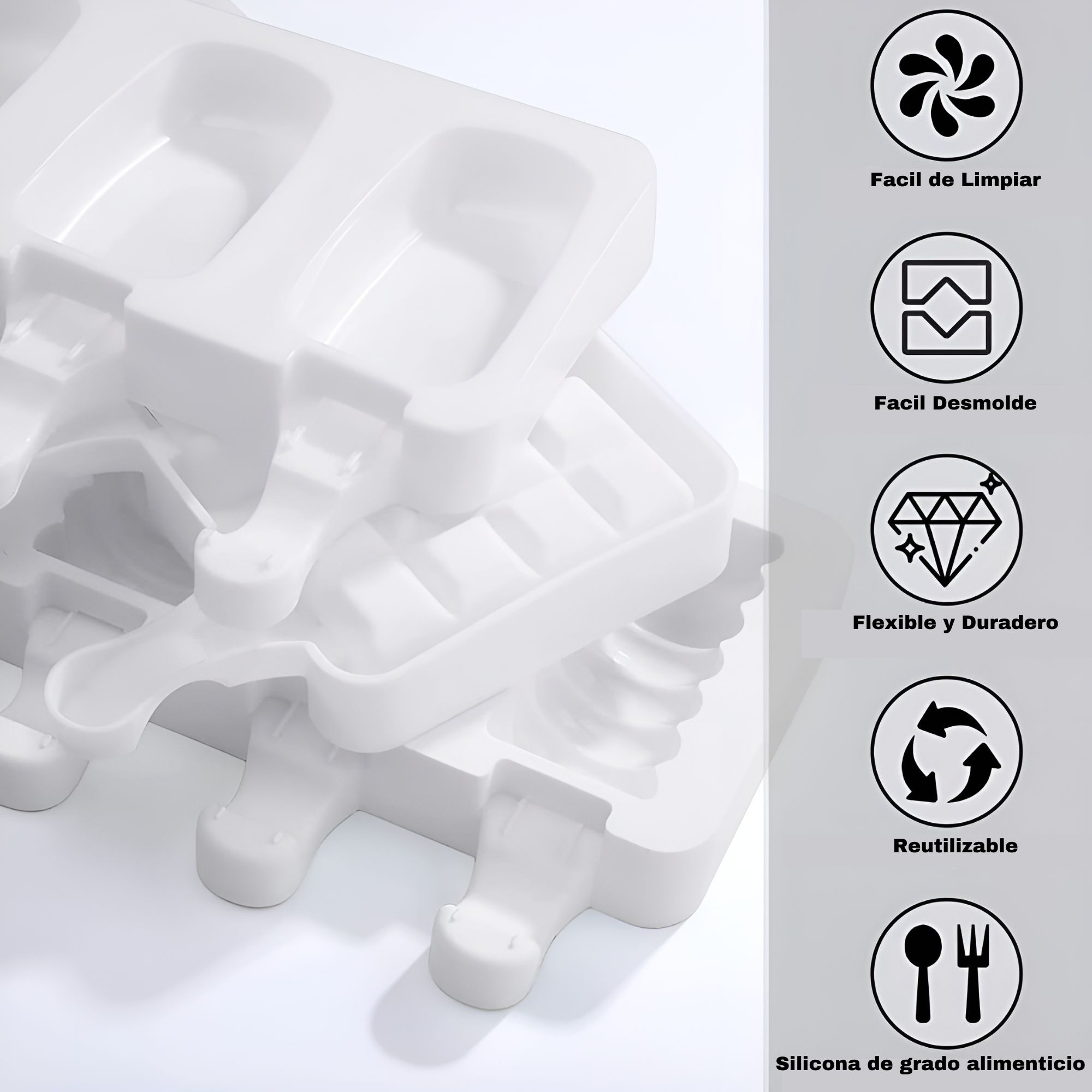 Foto 6 | Molde para Paleta Ecomlab Cavidad color Blanco de Silicona Reutilizable