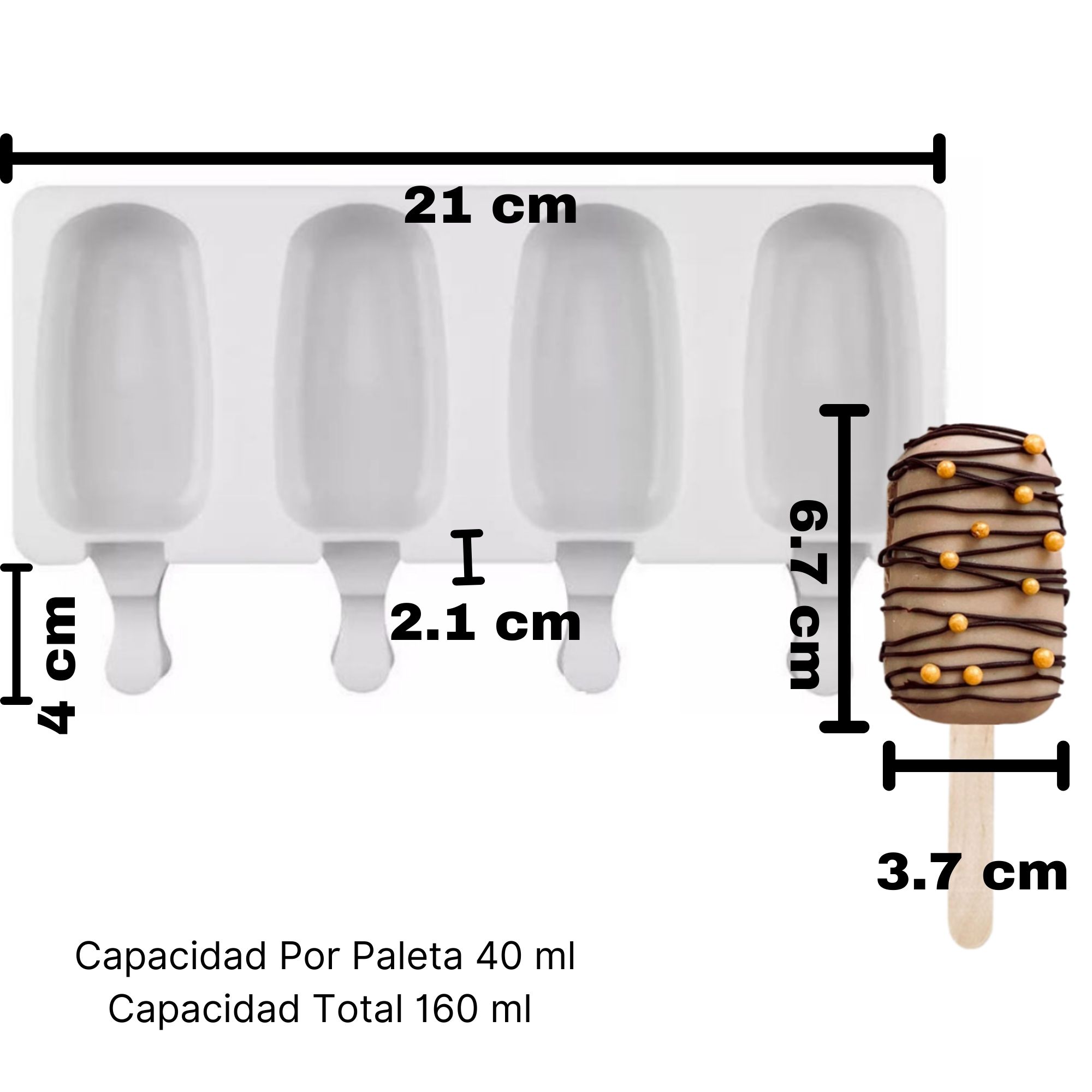 Foto 5 | Molde Para Paleta Ecomlab Liso Color Blanco De Silicona Reutilizable