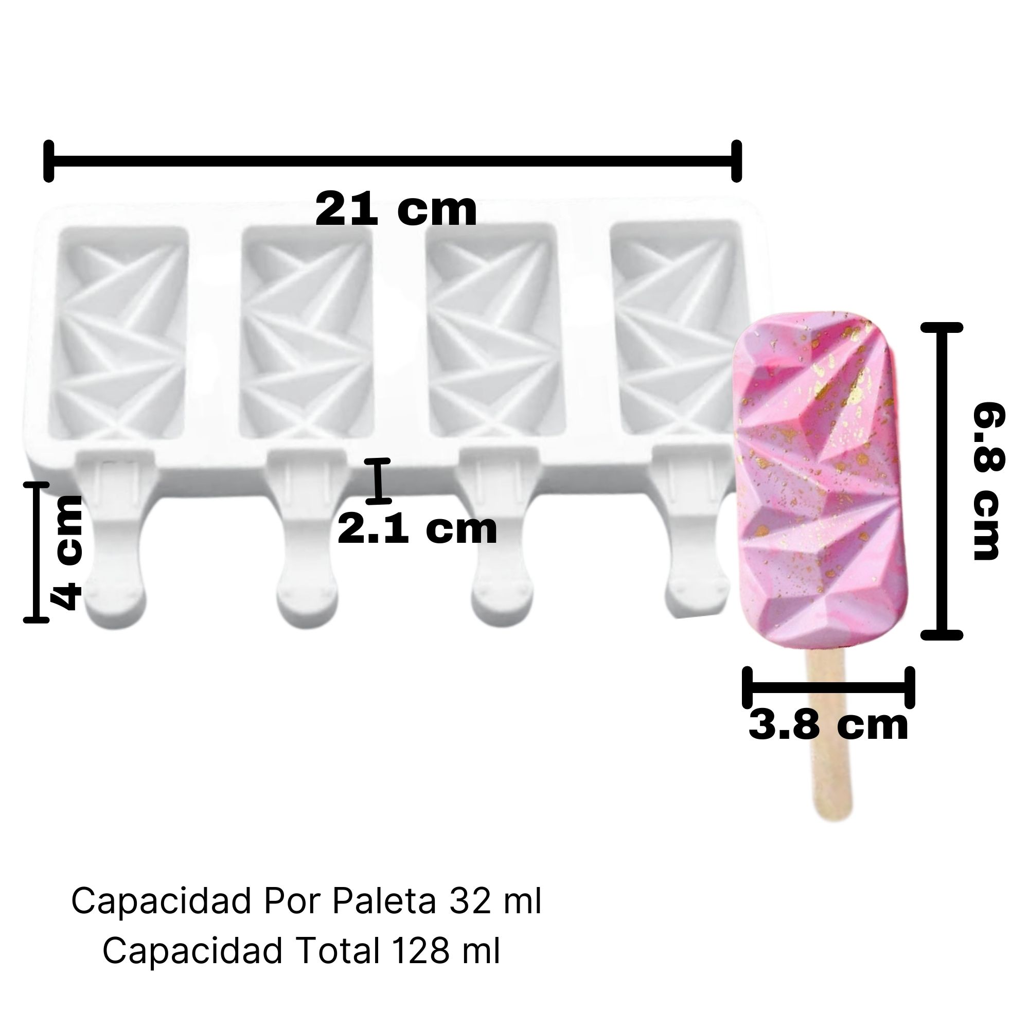 Foto 5 | Molde Para Paleta Ecomlab Diamantado Color Blanco De Silicona Reutilizable