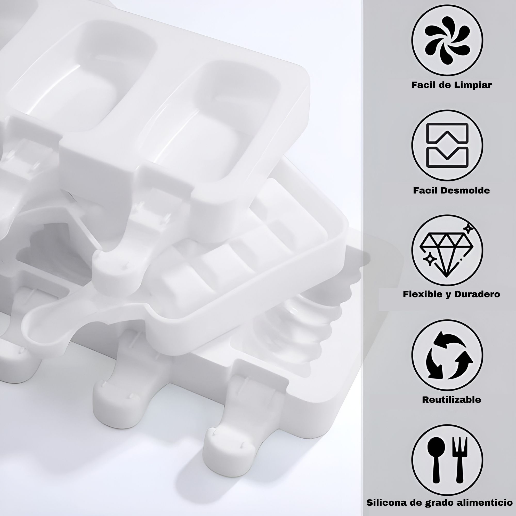 Foto 6 | Molde Para Paleta Ecomlab Diamantado Color Blanco De Silicona Reutilizable