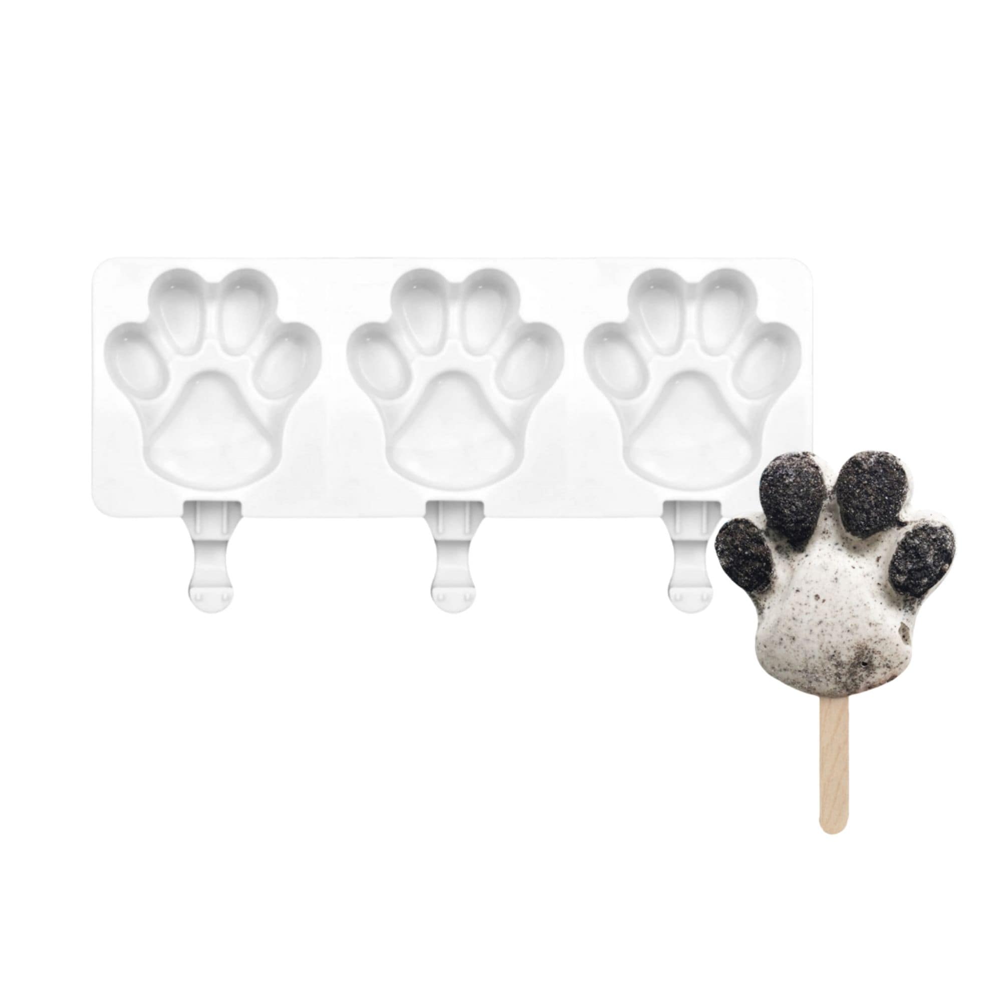 Molde para Paleta Ecomlab Huellita color Blanco de Silicona Reutilizable $220