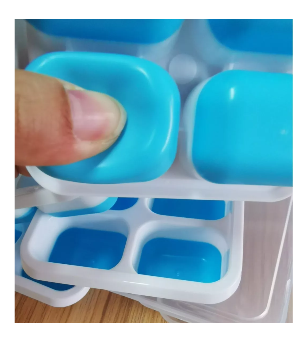 Foto 5 pulgar | Molde de Hielo con Tapa 4 Juegos Blanco/Azul