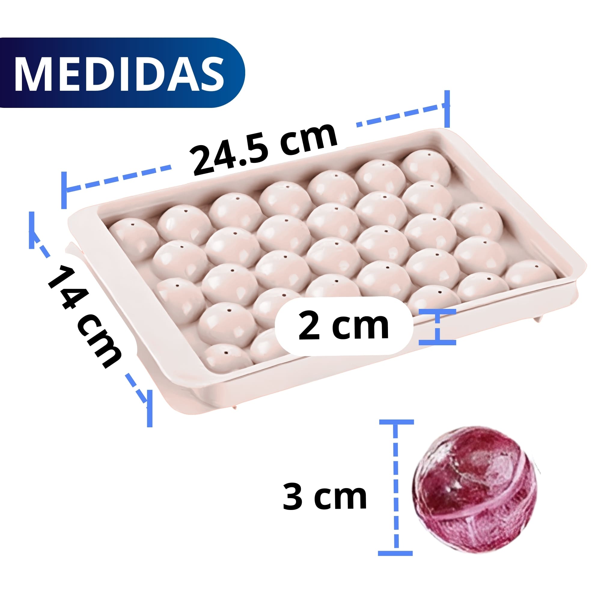 Foto 5 pulgar | Cubo De Hielo Bandeja Ecomlab Esferas Circulares Cocteleria Rosa