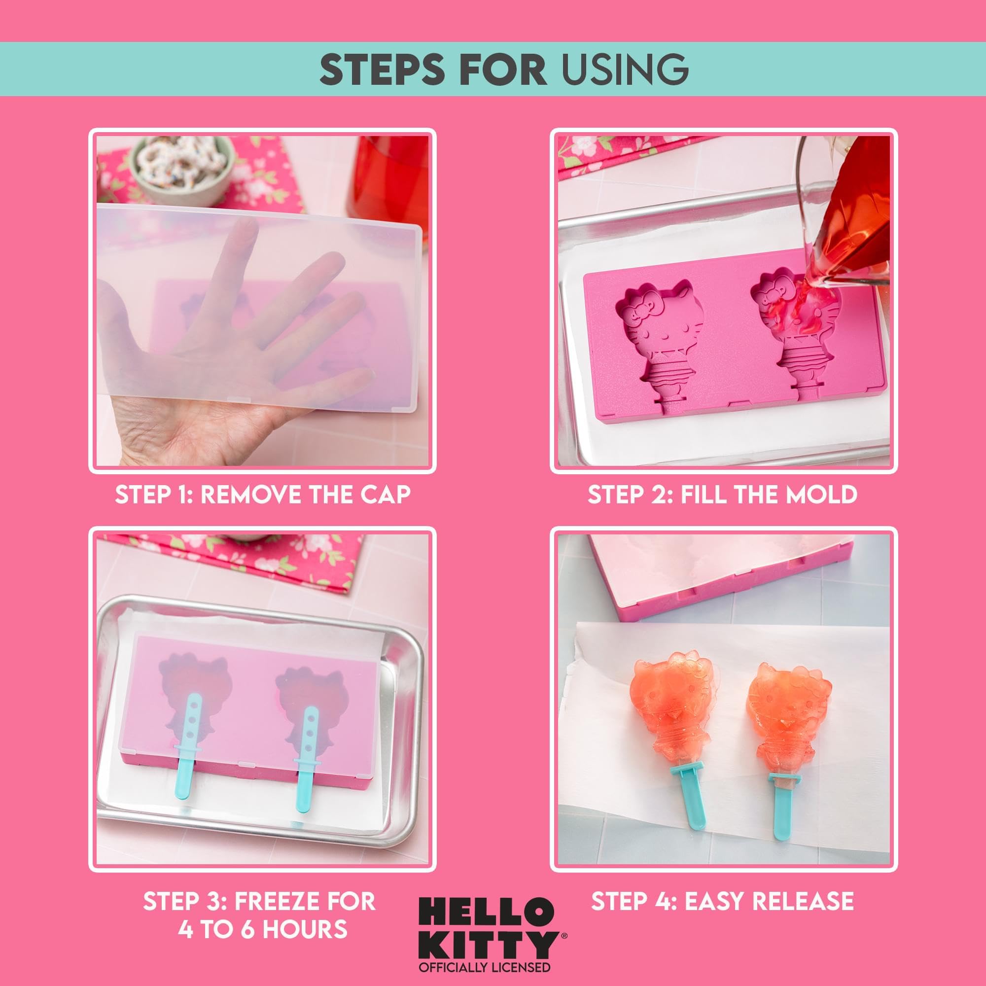 Foto 6 pulgar | Molde para Helados Sanrio Hello Kitty de Silicona con Palitos de Plástico - Venta Internacional