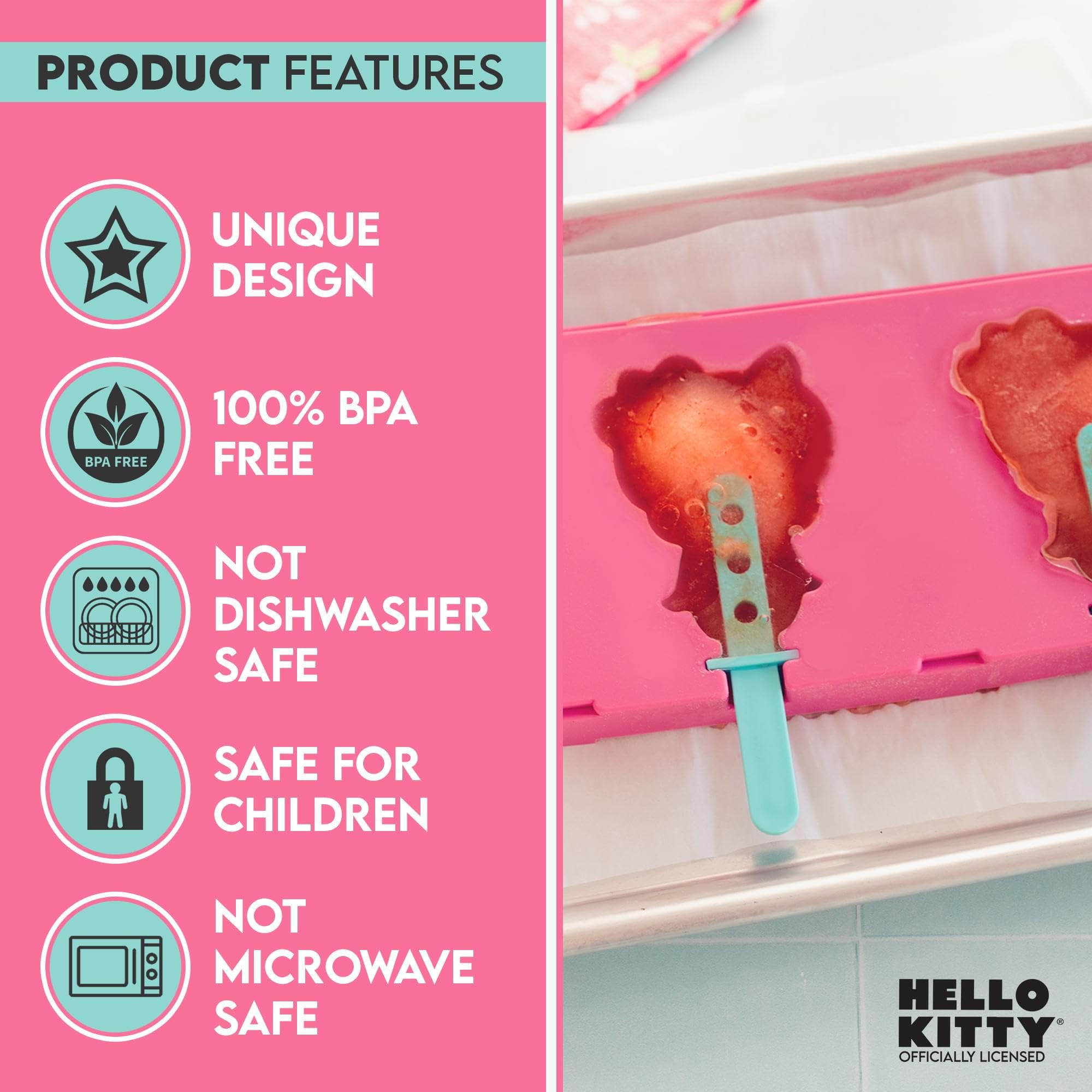 Foto 7 pulgar | Molde para Helados Sanrio Hello Kitty de Silicona con Palitos de Plástico - Venta Internacional