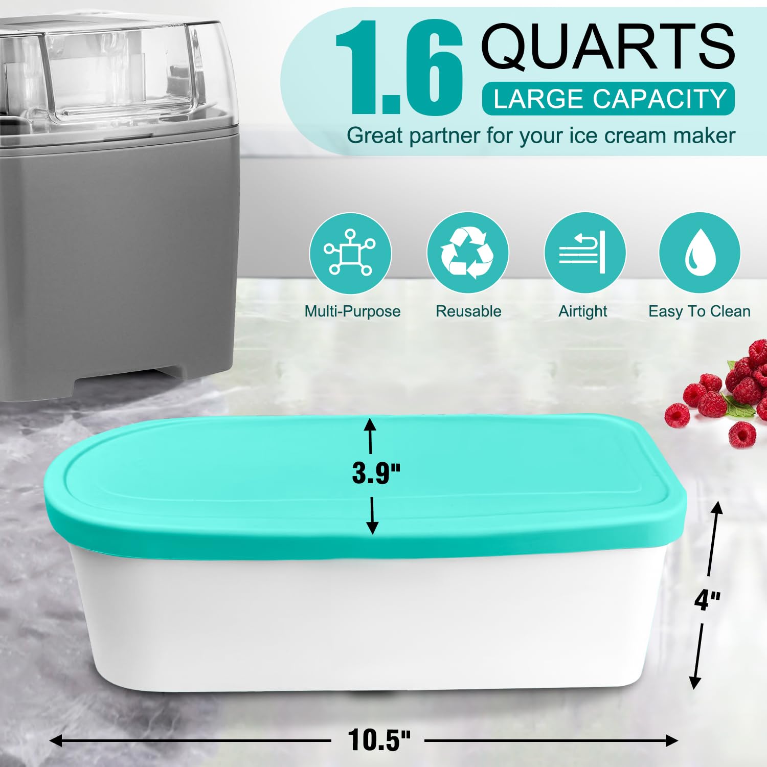 Foto 7 pulgar | Recipientes para Helados Walfos 1.5 L Reutilizables con Tapas de Silicona 2 Unidades - Venta Internacional