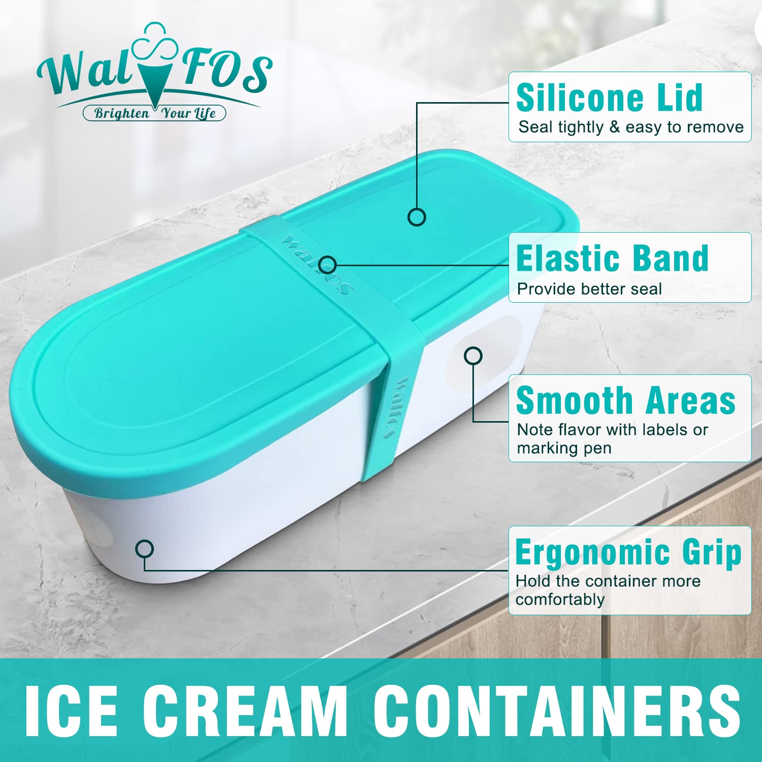 Foto 8 pulgar | Recipientes para Helados Walfos 1.5 L Reutilizables con Tapas de Silicona 2 Unidades - Venta Internacional