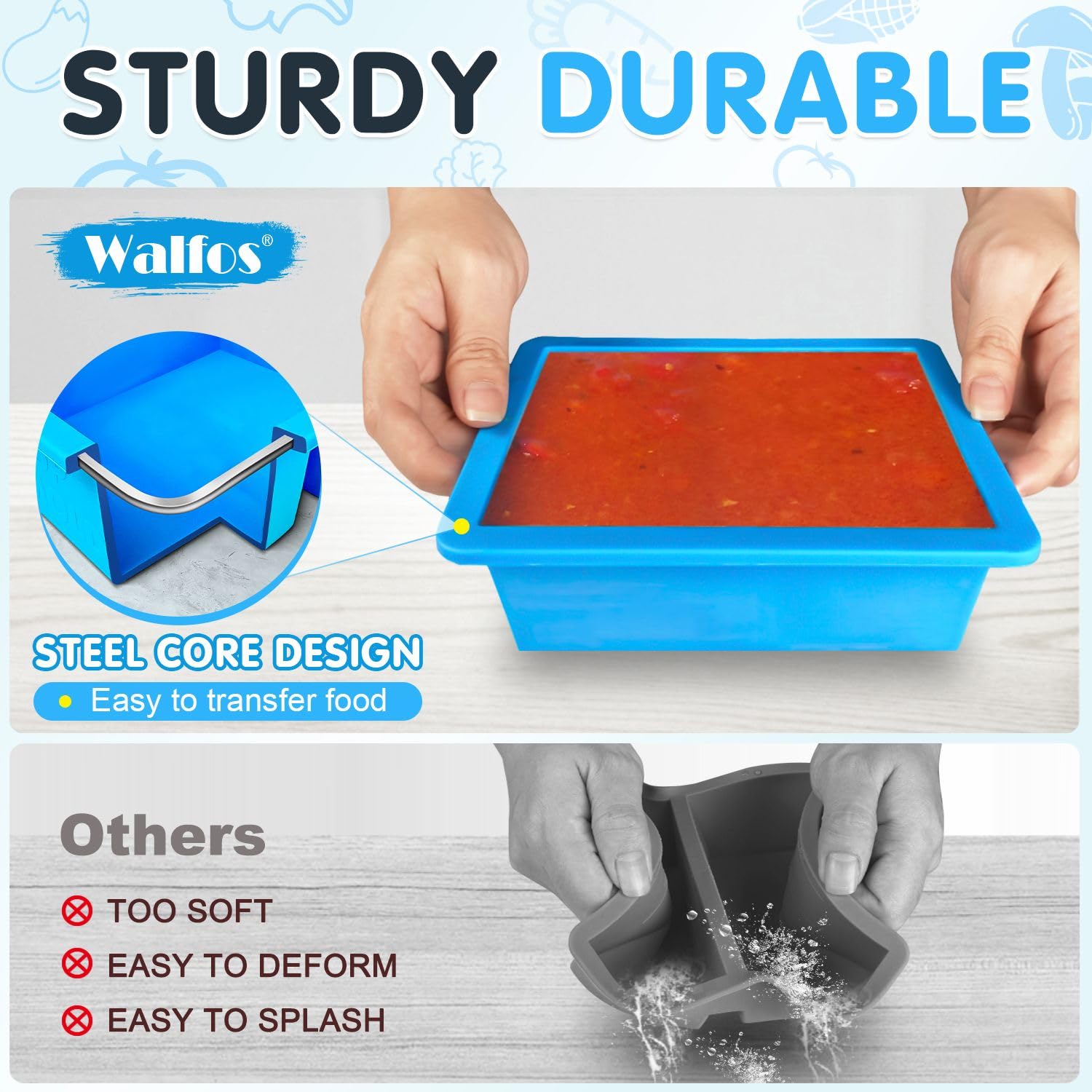 Foto 3 pulgar | Bandeja para Congelador Walfos Silicone con Tapa Azul 4 Unidades - Venta Internacional