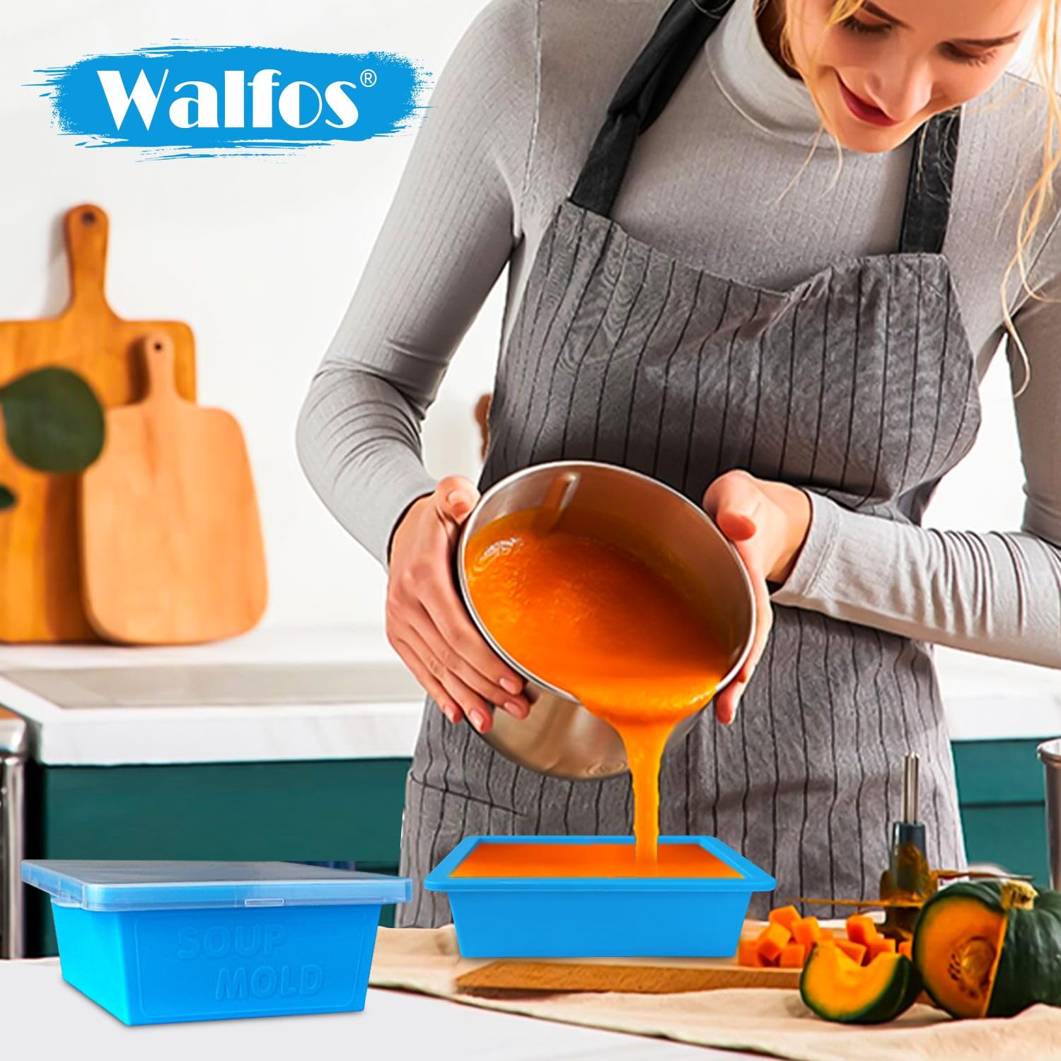 Foto 8 pulgar | Bandeja para Congelador Walfos Silicone con Tapa Azul 4 Unidades - Venta Internacional