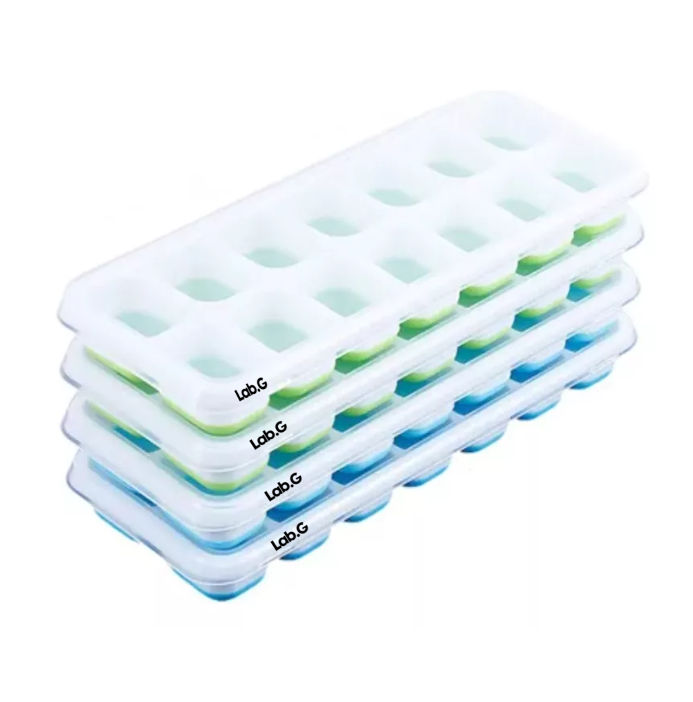 Foto 1 | Bandejas De Cubitos Hielo, Molde De Hielo Con Tapa, 4 Juego Blanco/azul/verde