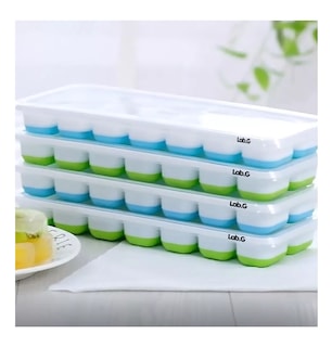 Foto 2 | Bandejas De Cubitos Hielo, Molde De Hielo Con Tapa, 4 Juego Blanco/azul/verde
