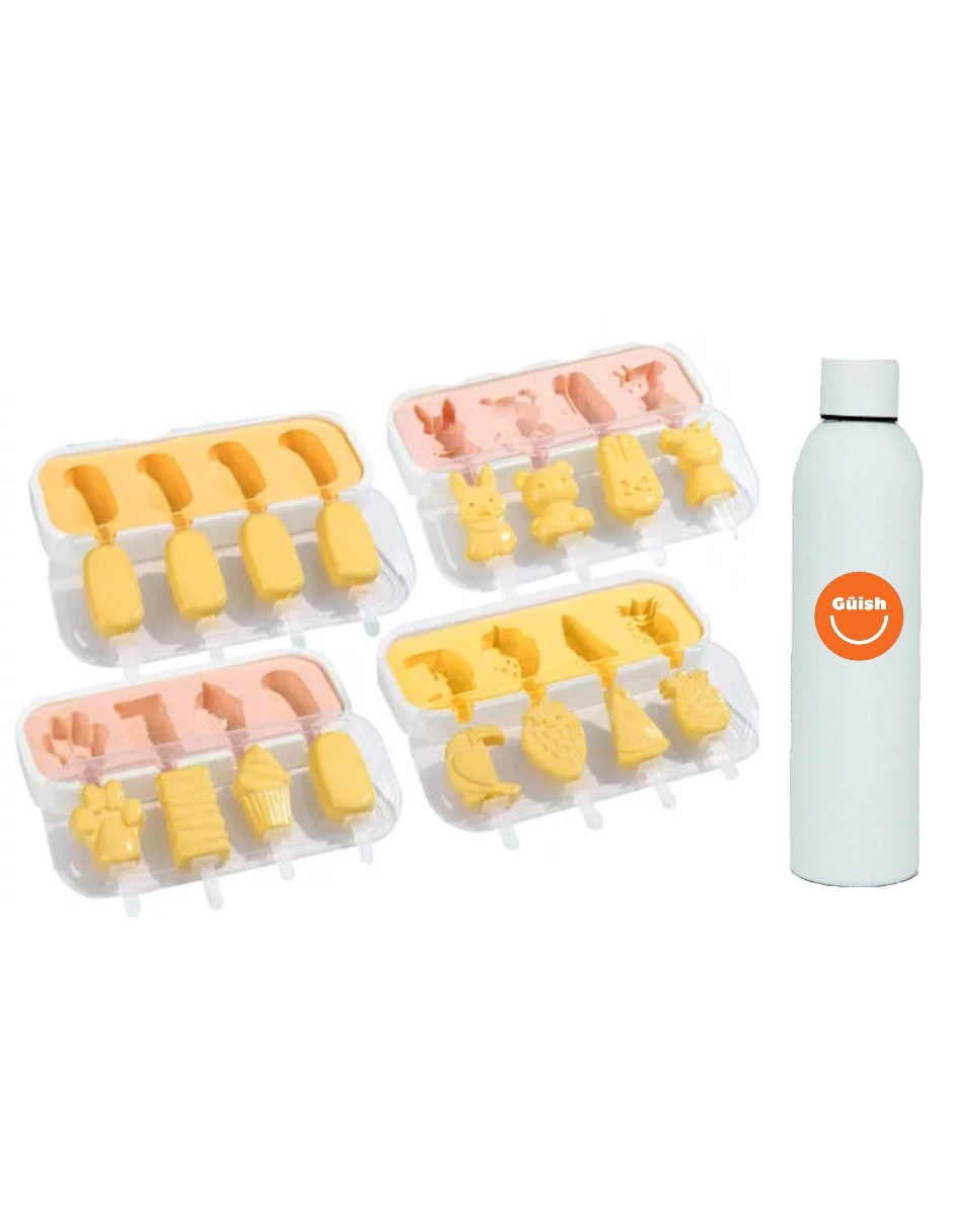 16 Moldes De Silicon Paletas +  Termo Güish Gratis