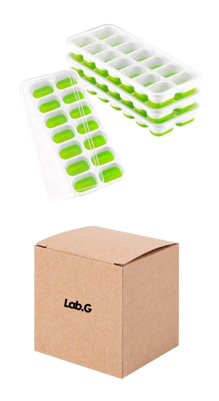 Bandejas De Cubitos Hielo, Molde De Hielo Con Tapa, 4 Juego Blanco/verde