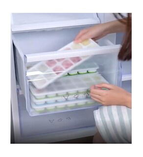 Foto 5 | Bandejas De Cubitos Hielo, Molde De Hielo Con Tapa, 4 Juego Blanco/verde