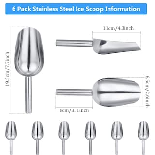 Foto 2 | Cuchara para Hielo de Acero Inoxidable 6 Piezas- Venta Internacional