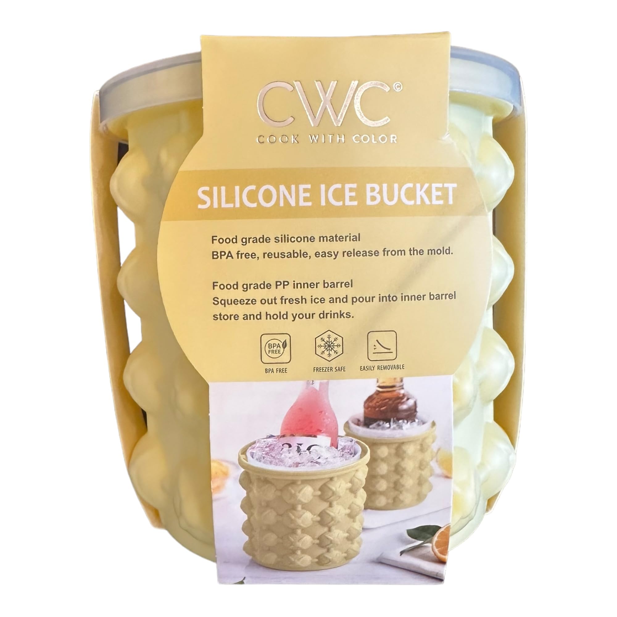 Foto 4 | Cubitera Para Cocinar Con Silicona De Color, Pequeña, Amarilla, Con Pinza - Venta Internacional.