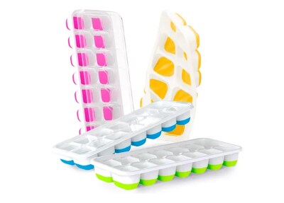 Foto 1 | Xtellar Silicone Ice Cube Trays: Pack De 4 Moldes Apilables Con Tapas, Darán Un Toque Festivo Con Sus Colores Luminosos
