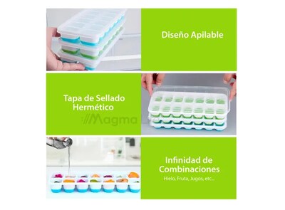 Foto 4 | Xtellar Silicone Ice Cube Trays: Pack De 4 Moldes Apilables Con Tapas, Darán Un Toque Festivo Con Sus Colores Luminosos