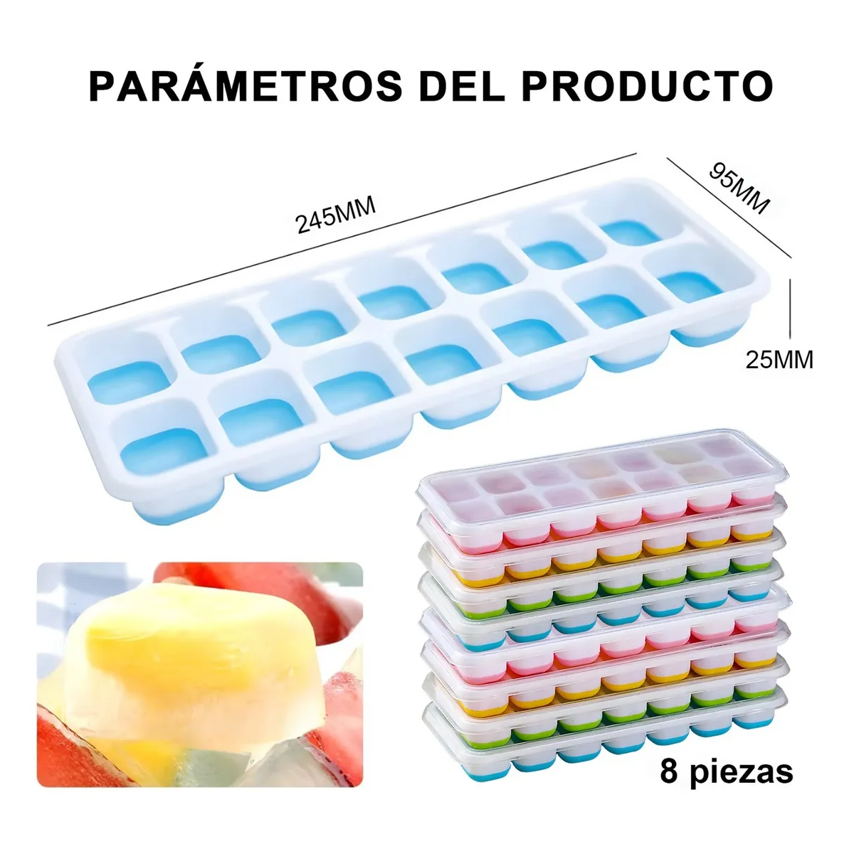Foto 2 | Moldes para Cubitos de Hielo 8 Piezas