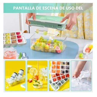 Foto 3 | Recipiente Molde Hielera + Bandeja De Cubos De Hielo Belug Verde Blanco