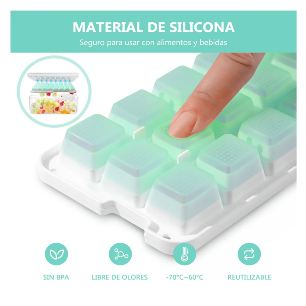 Foto 6 pulgar | Recipiente Molde Hielera + Bandeja De Cubos De Hielo Belug  Verde Blanco