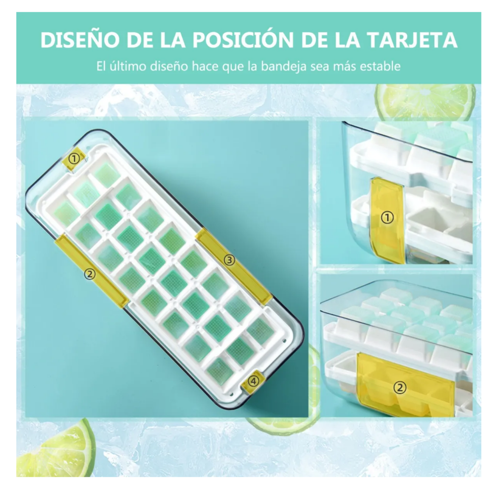 Foto 5 pulgar | Recipiente Molde Hielera + Bandeja De Cubos De Hielo Lab.g  Verde Blanco