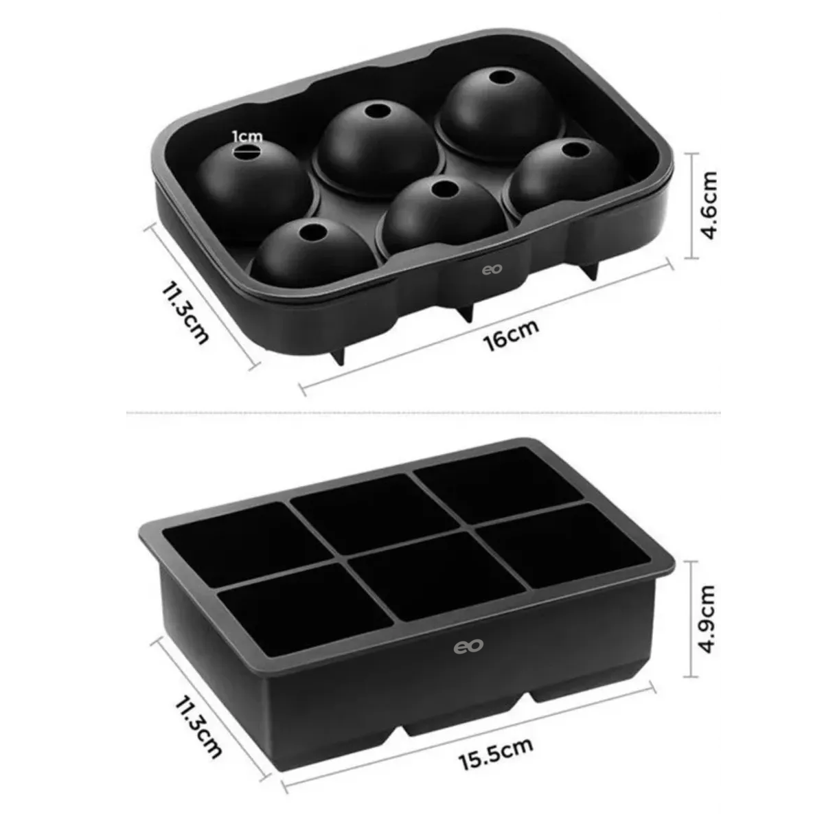 Foto 3 pulgar | Molde Para Hielo Esferas Y Cubos Grandes 2 Piezas Eo Safe Imports Esi-20668 Negro