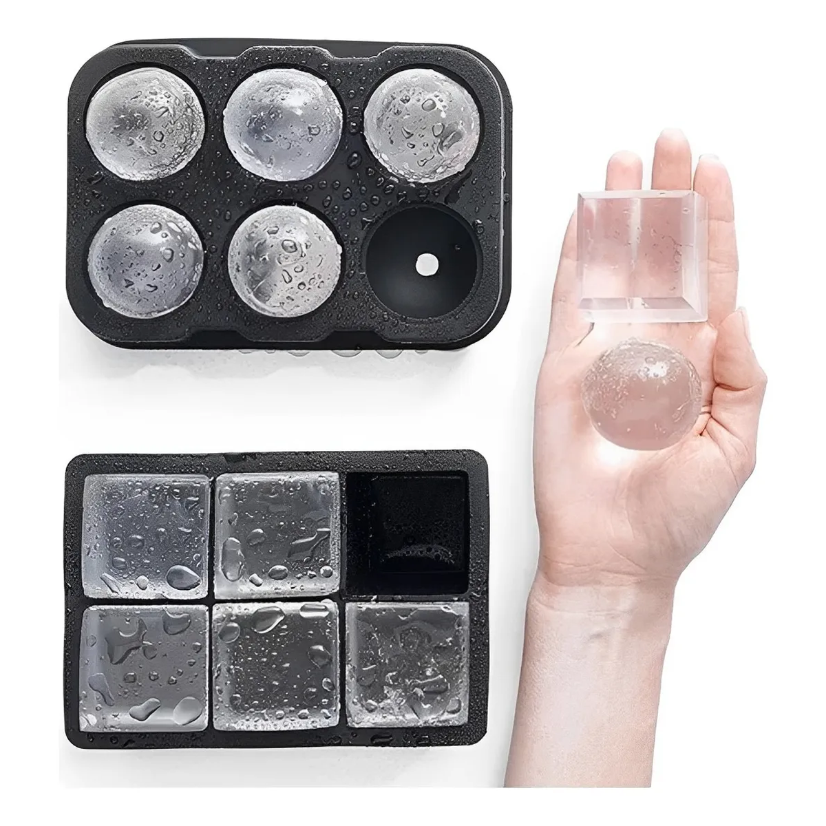 Foto 4 pulgar | Molde Para Hielo Esferas Y Cubos Grandes 2 Piezas Eo Safe Imports Esi-20668 Negro