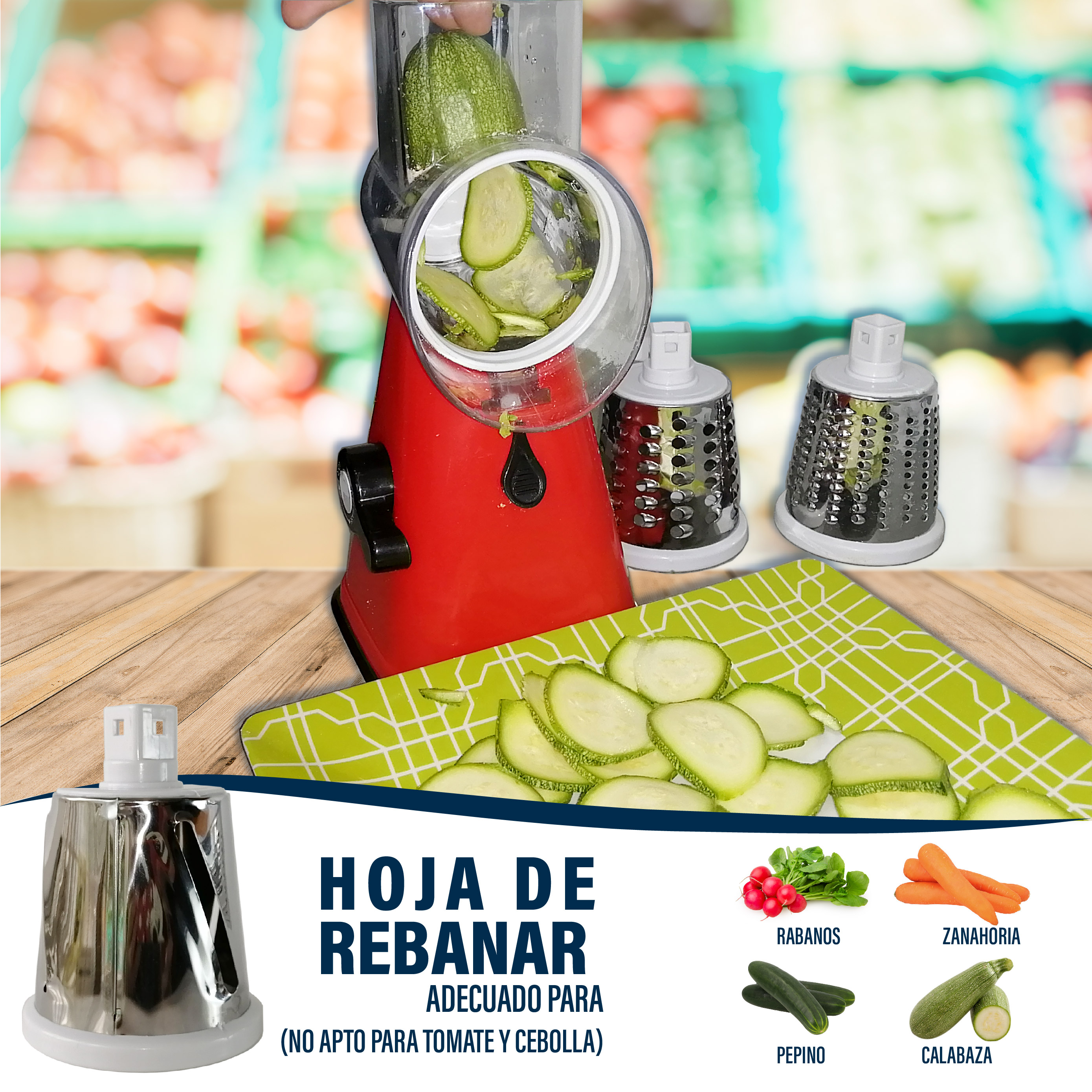 Foto 7 | Rebanadora de Vegetales y Frutas Manual Rd Royal Cook de 3 Cuchillas